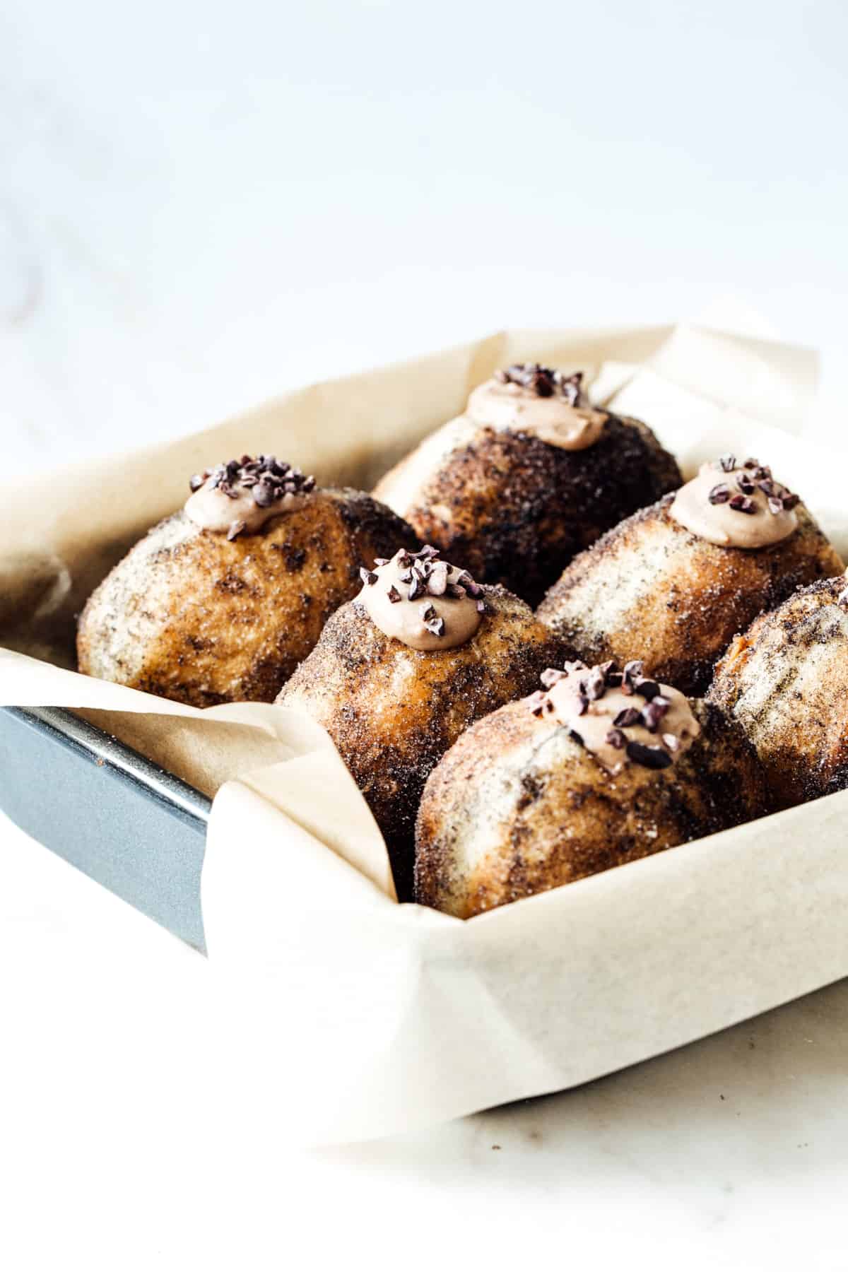 Chocolate Cacao Nib Cream Doughnuts