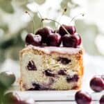 Cherry ricotta cake with fresh cherries.