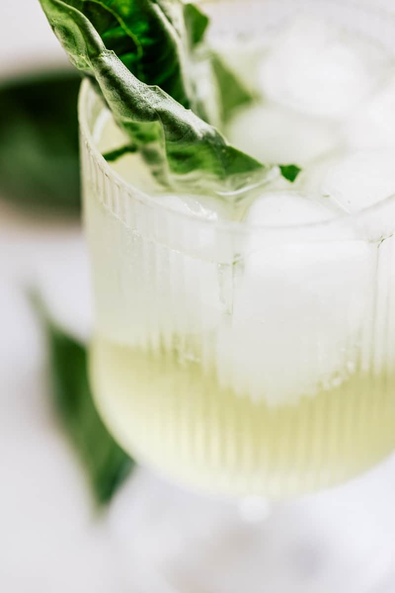 Close Up of a Basil Spritz
