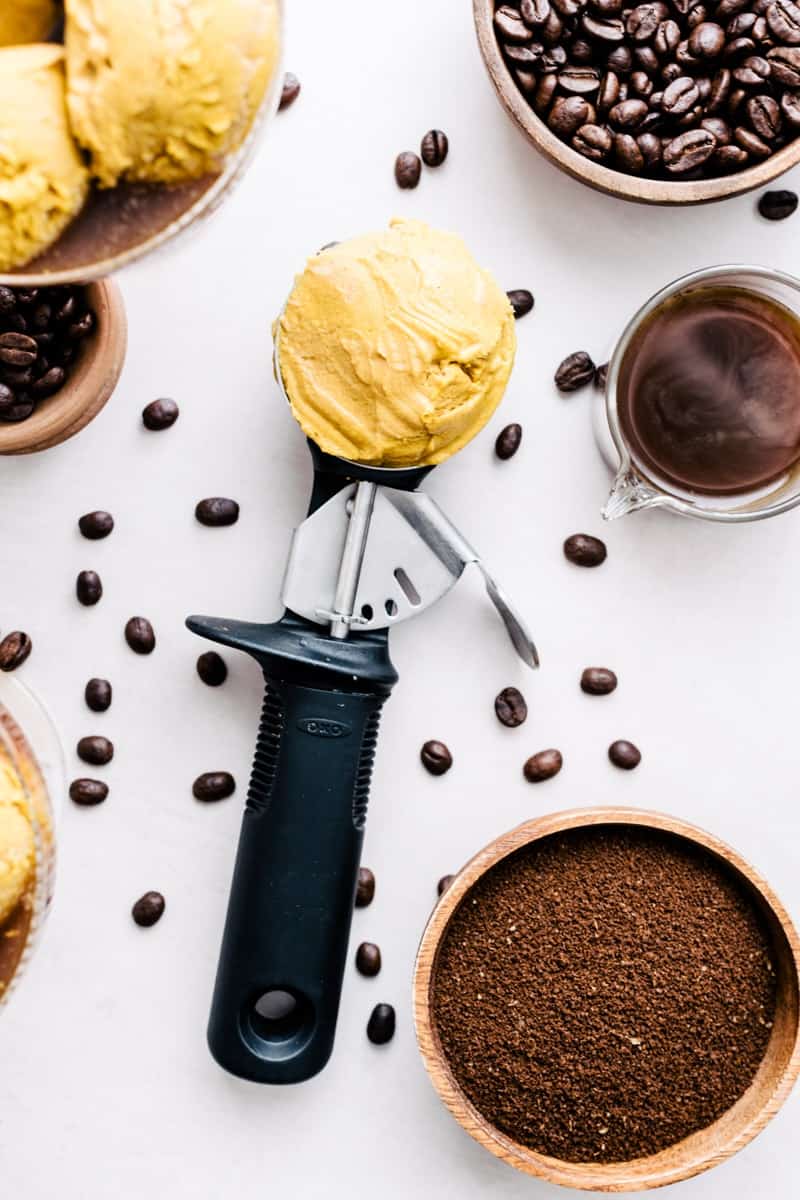 Scoop of pumpkin ice cream.