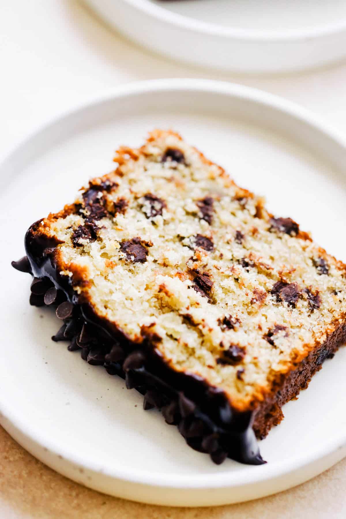 Slice of Chocolate Chip Banana Bread Without Baking Soda