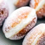 Brioche donuts fried and sugared.
