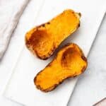 Air Fryer butternut squash on the counter.