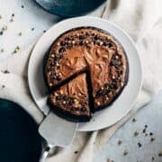 One layer chocolate cake with fudge chocolate frosting.