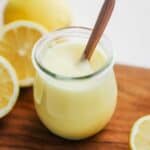Meyer lemon curd in a jar.