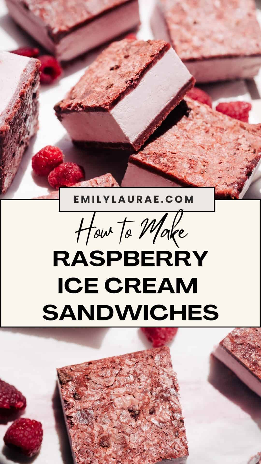 No-Churn Raspberry Ice Cream Sandwiches with Raspberry Blondies - Emily ...