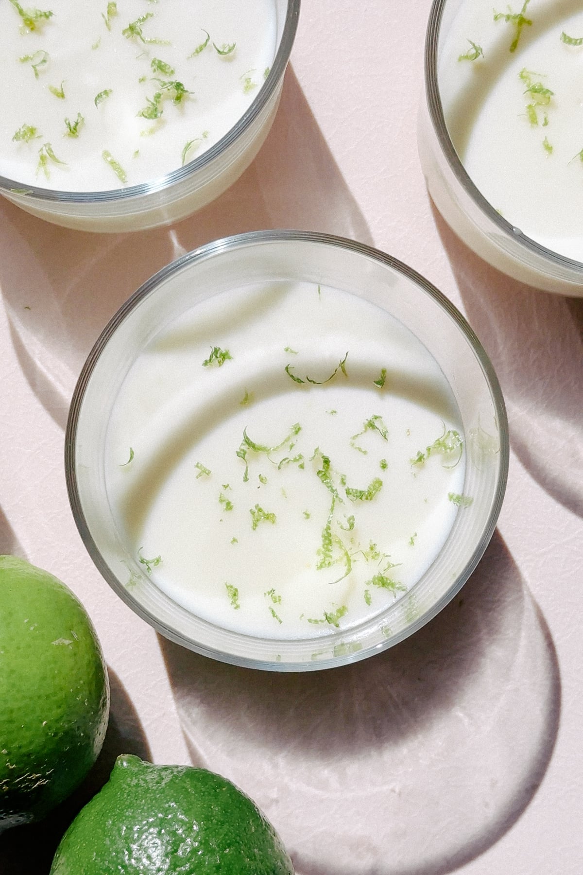 Overhead shot of a serving of lime posset